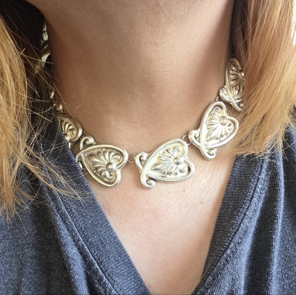 Vintgae Heart Chocker TAXCO PSC 925 Hecho En Mexico Makers Mark Stamp